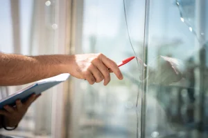 a man checking the windows for ratings